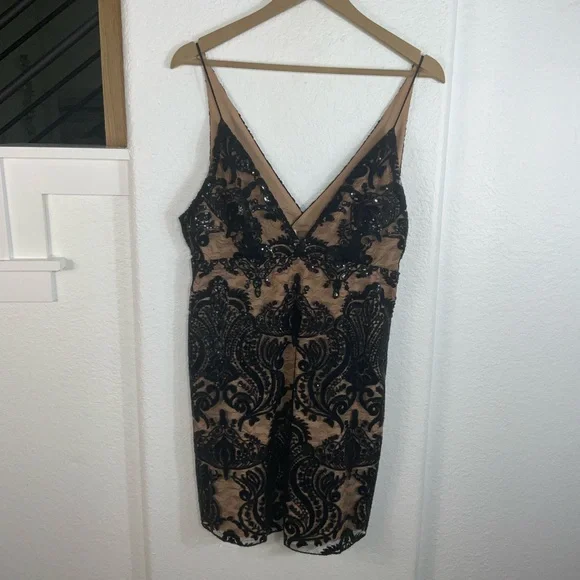 Free People Black and Cream Lace Mini Dress - Picture 2 of 7